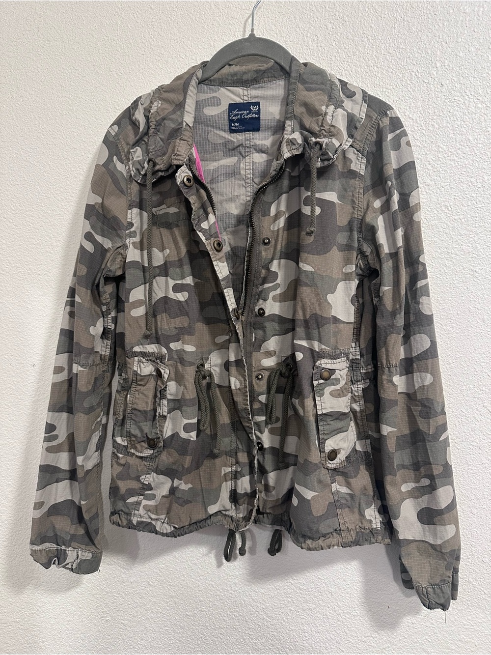 American Eagle Outfitters Gray & Olive Camo Utility Jacket